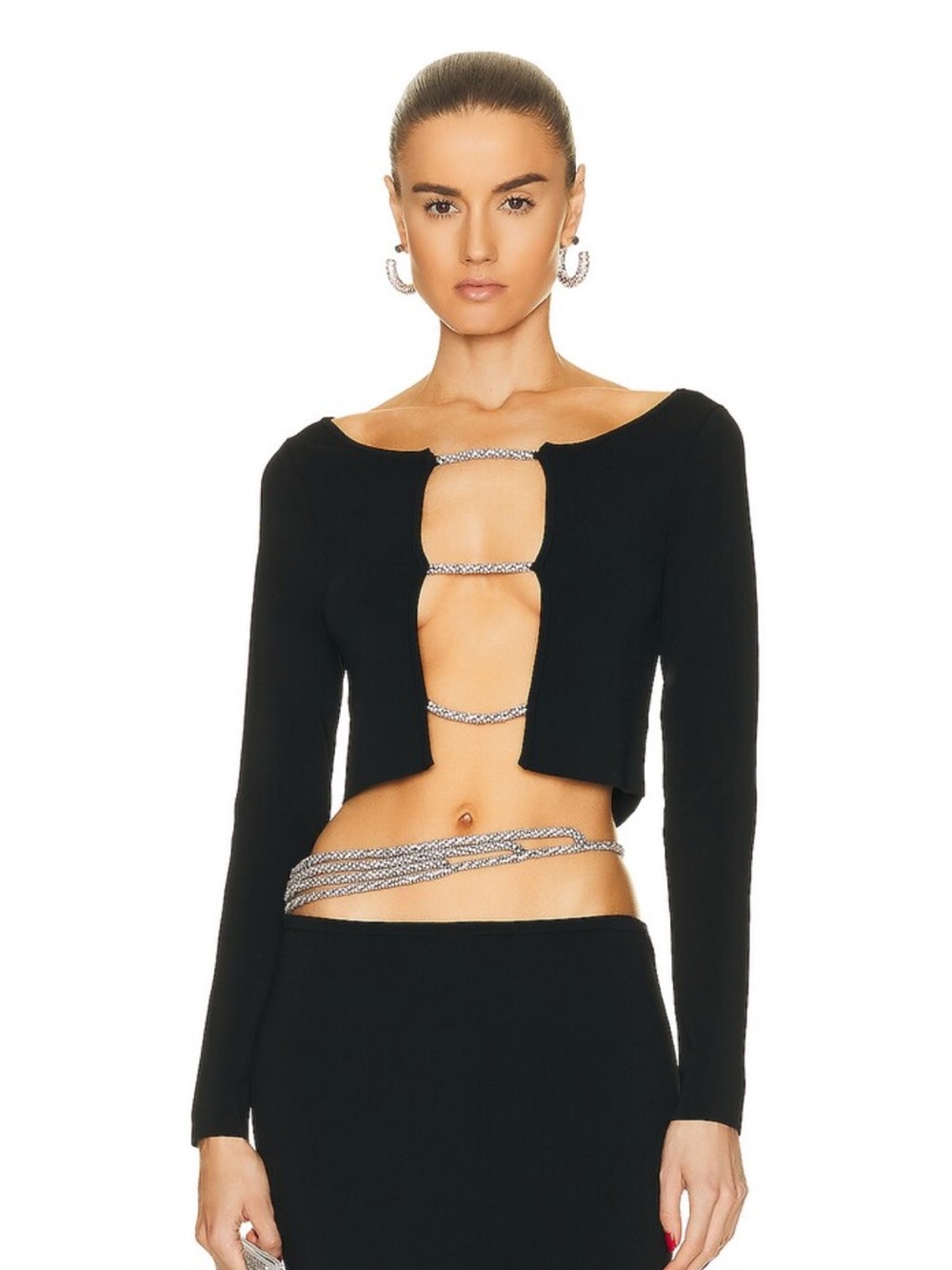 Christopher Esber Black Crystal Lattice Top XS